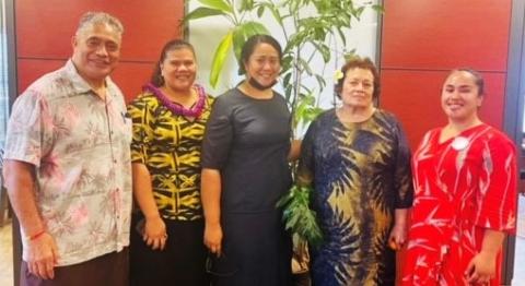 Congresswoman Uifaatali and Director Motusa with his immediate staff