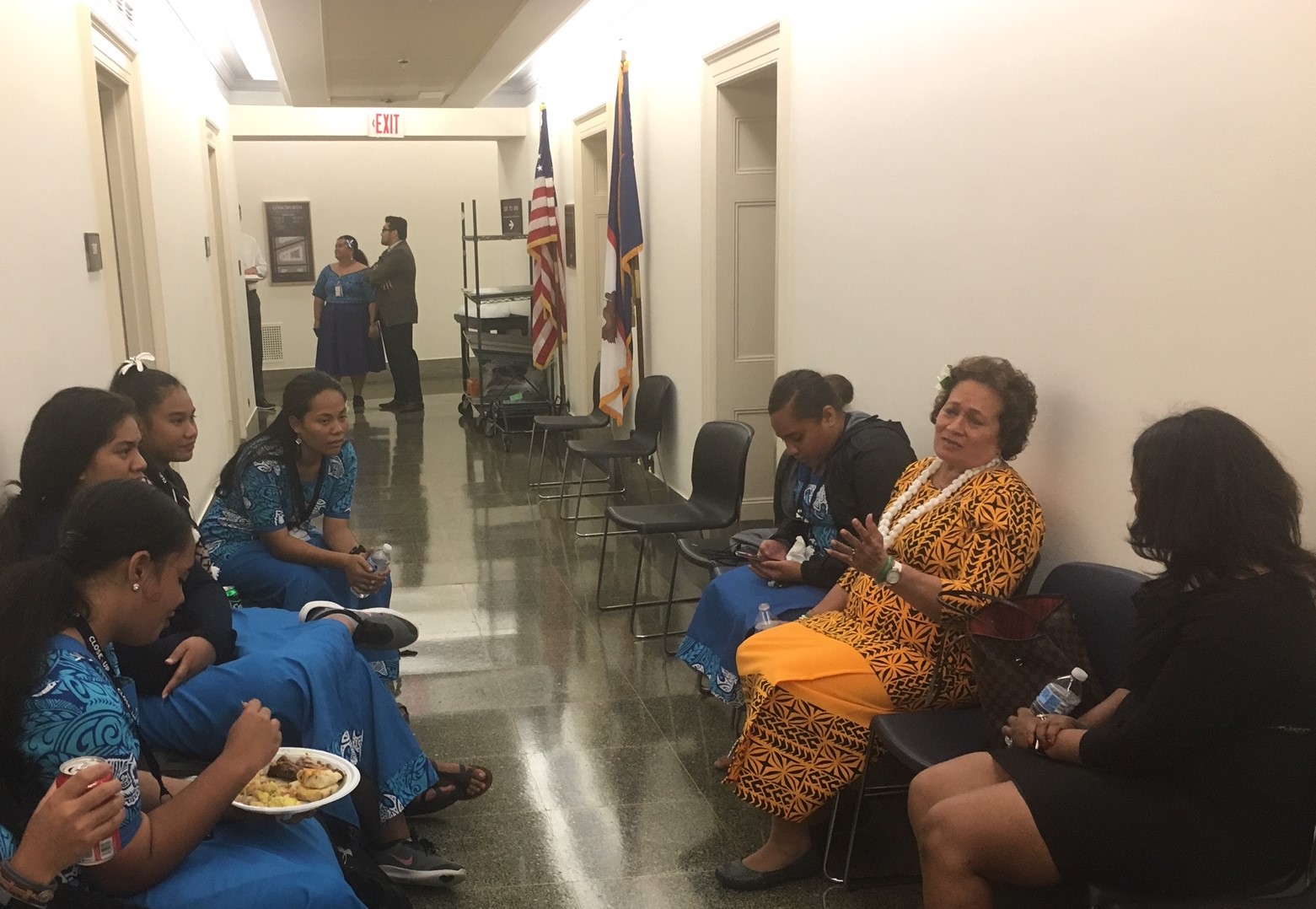 Congresswoman Amata talks with Close Up students during lunch in former office - file photo