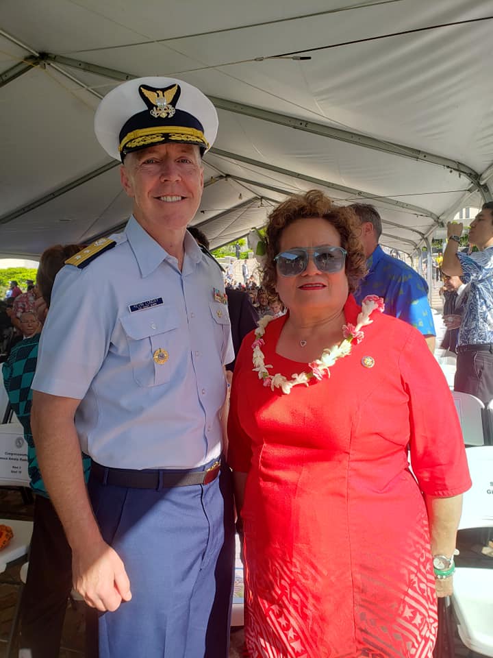 Congresswoman Amata with Admiral Kevin Lunday, now Acting Commandant - file photo