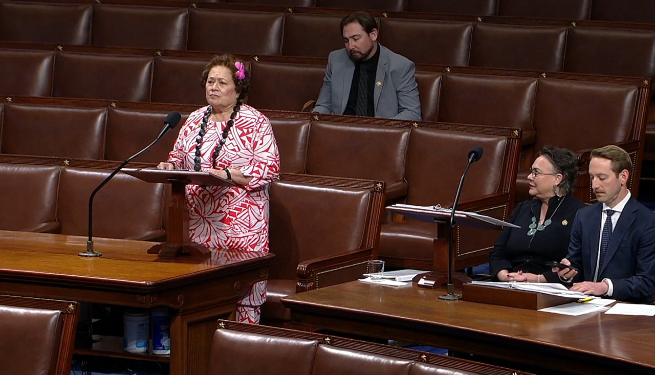 Amata speaking on the House floor in May 2025 for passage of her South Pacific Tuna Treaty Act
