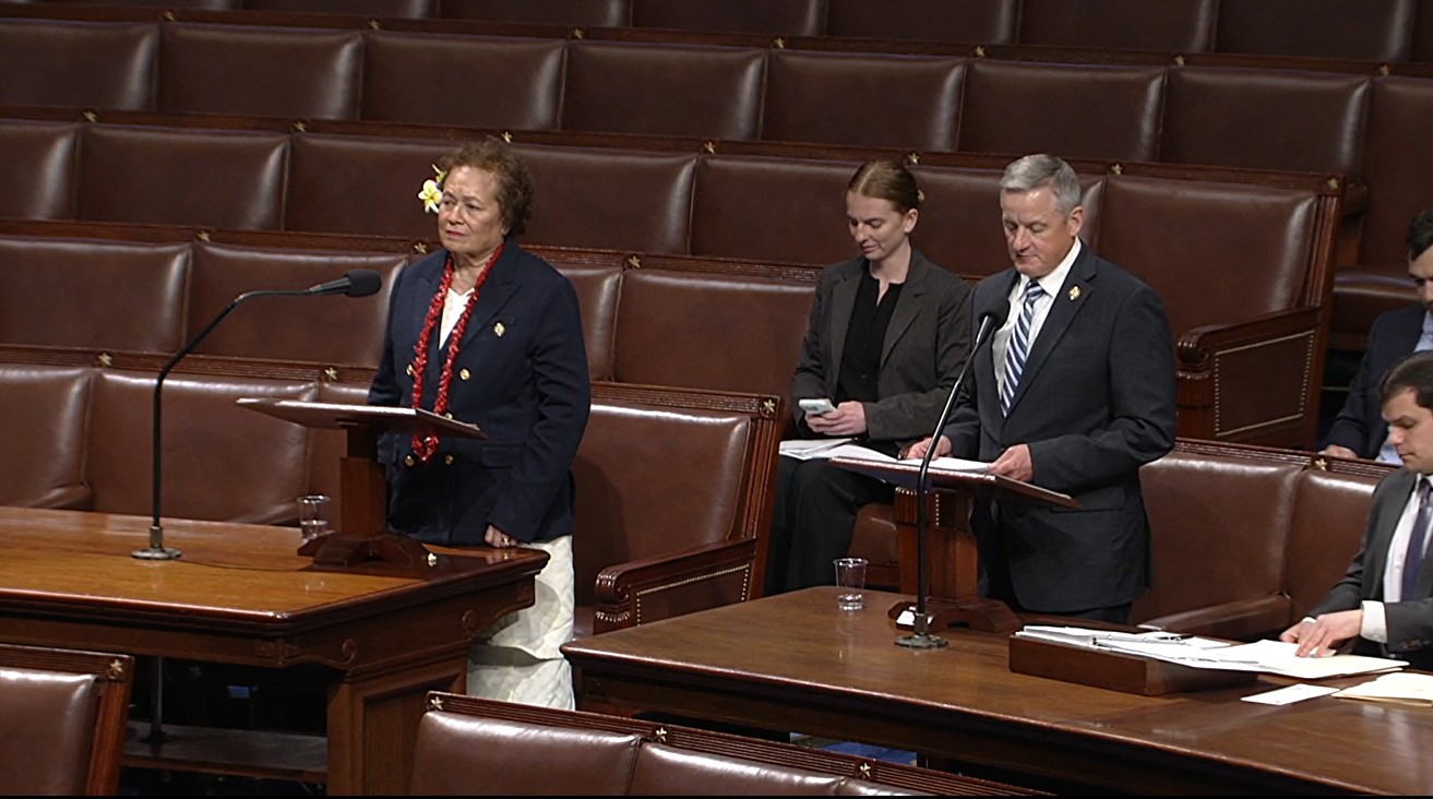 Congresswoman Amata and Chairman Westerman on the House floor for passage of Amata's bill