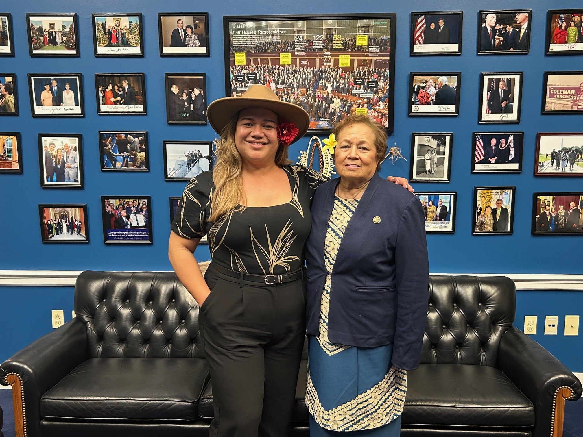 Congresswoman Amata and Mikaela Saelua, Leone High School Award-winning Teacher