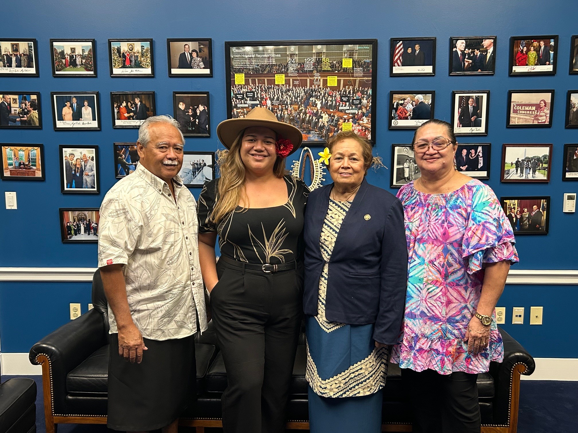 Congresswoman Amata with 2025 Teacher of the Year Mikaela Saelua and her parents Rep Fiu and Catherine Saelua (002)