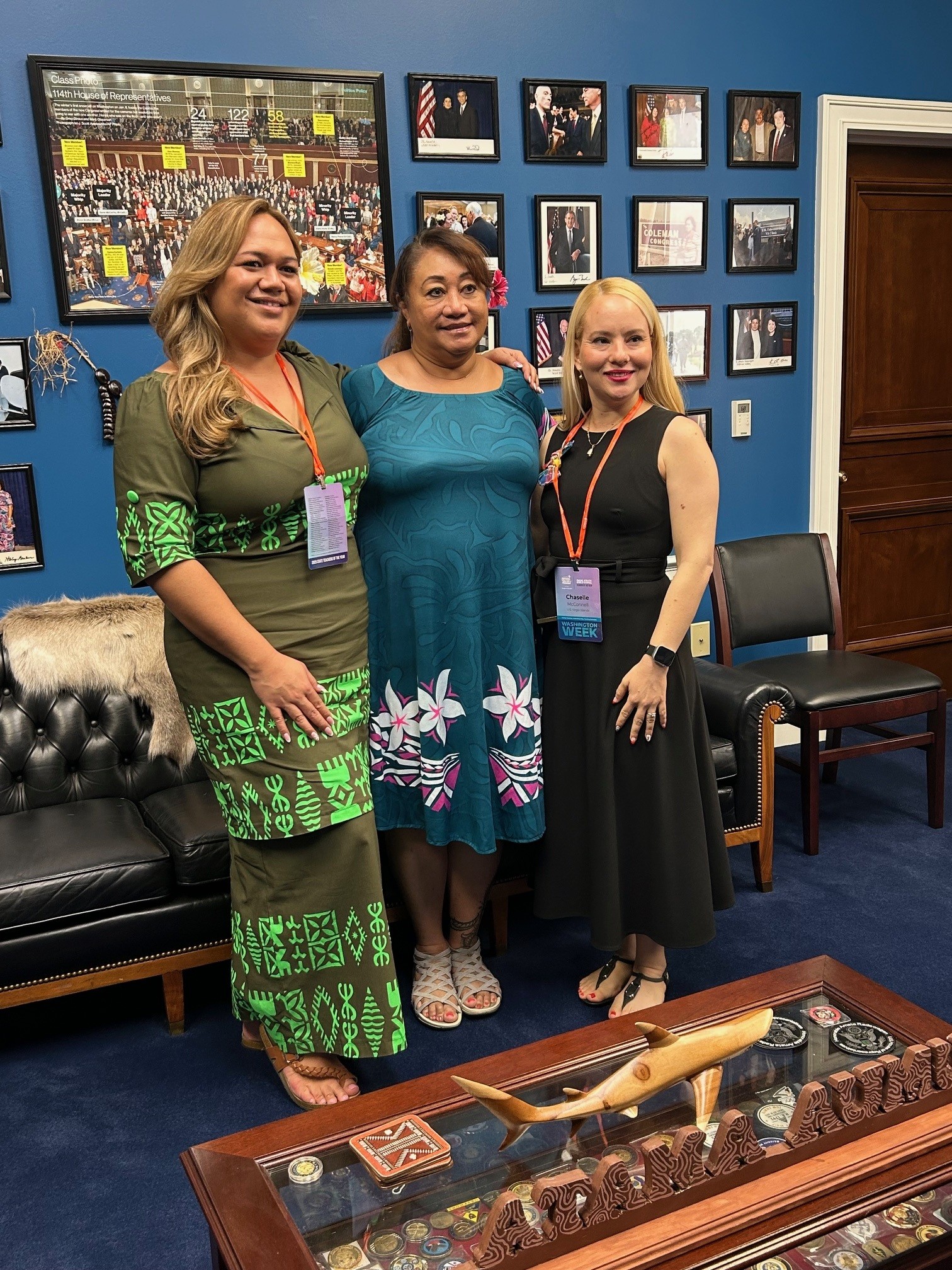 Congresswoman's Chief of Staff Leafaina Tavia, Mikaela Saelua, and another Teacher of the Year from USVI Chaselle McConnell