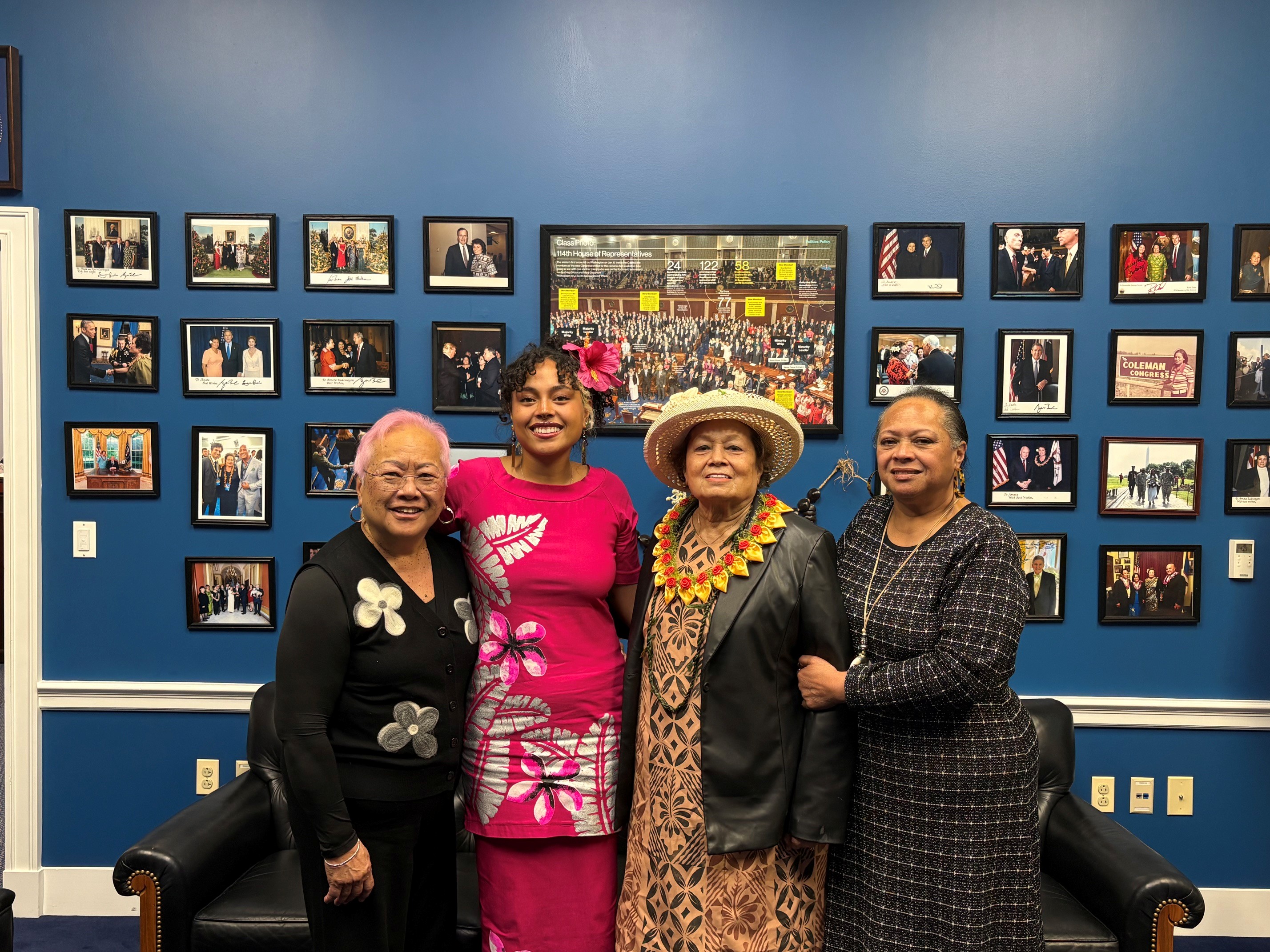 From left - Audrey Alo, Kaili, Congresswoman Amata, and Nancy Si'u Glass