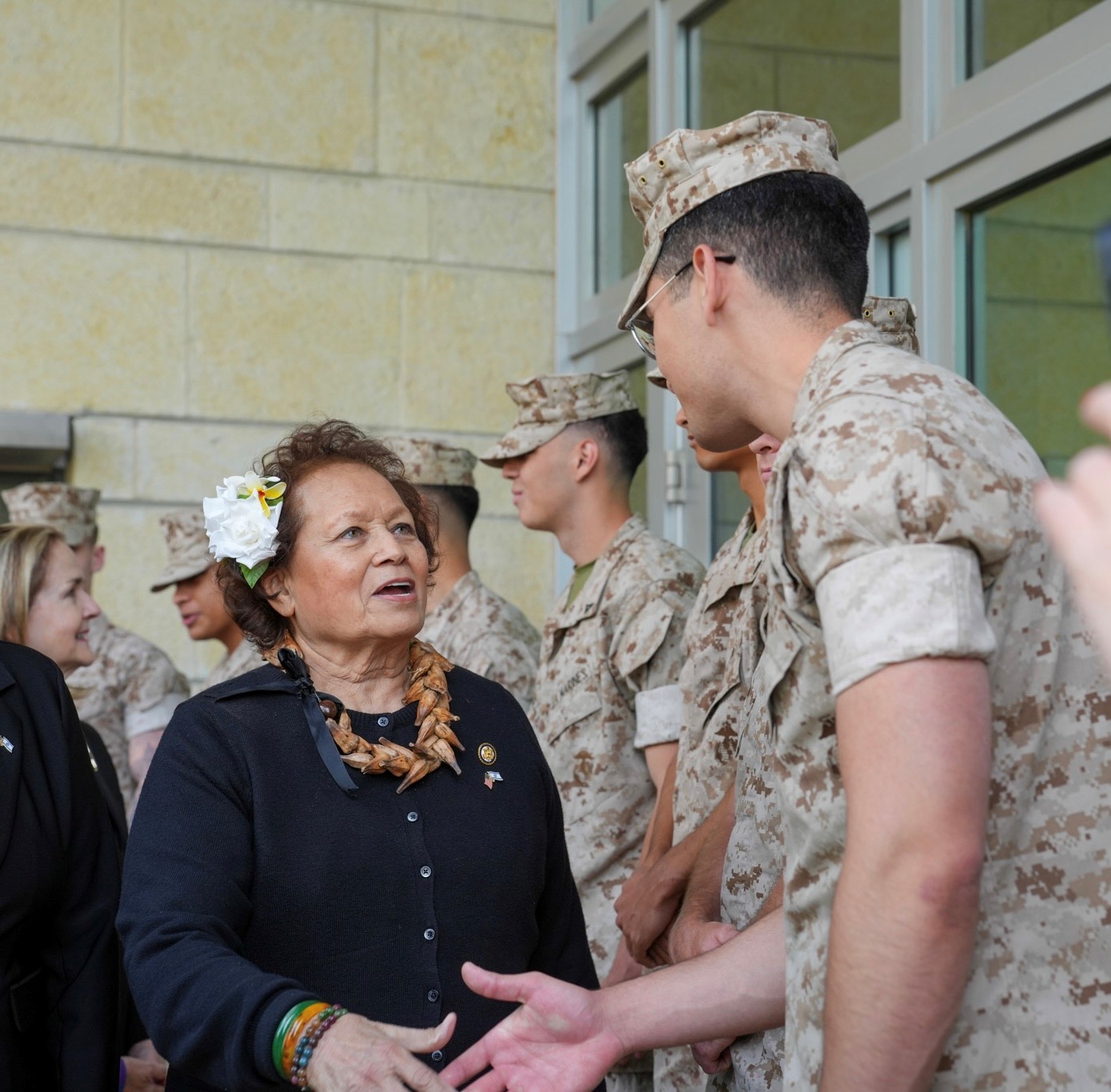 Greeting the U.S. Marines at the U.S. Embassy in Israel