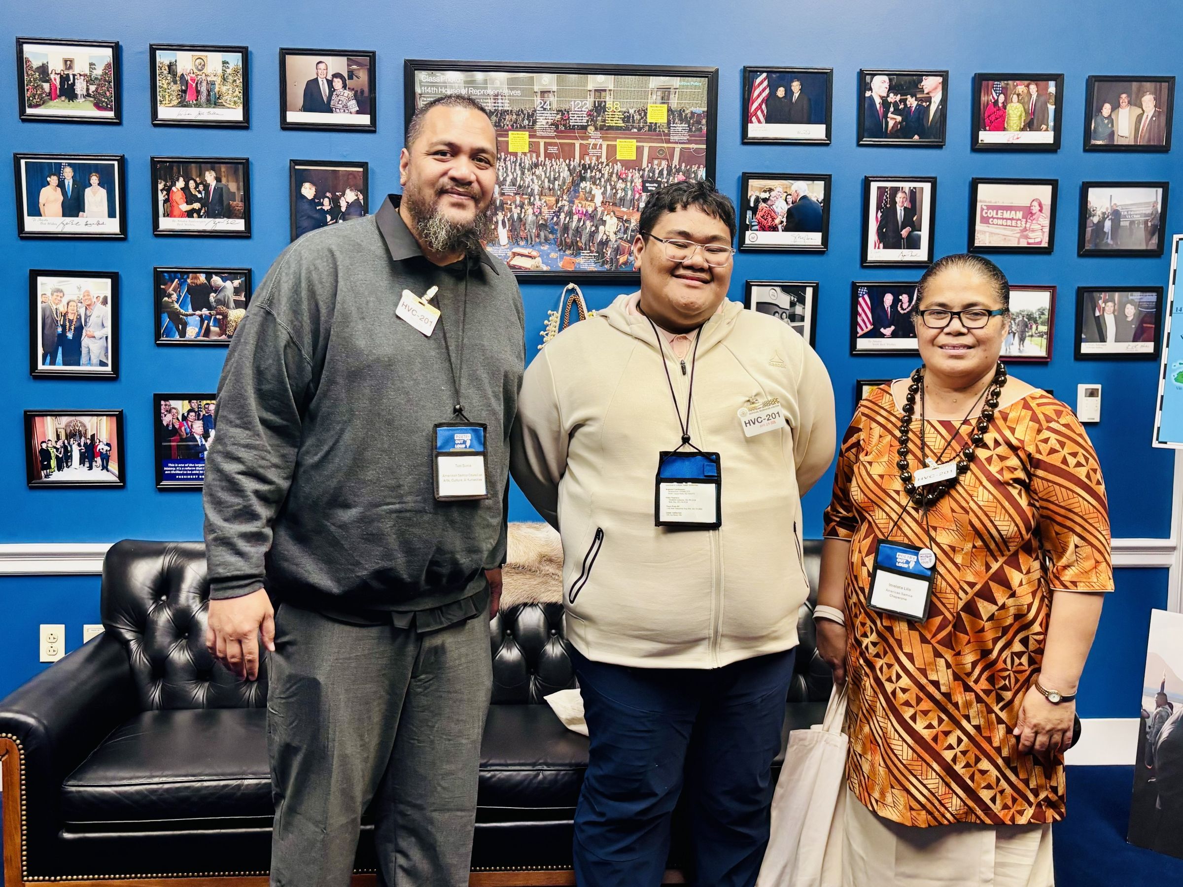 Johnson Ailia with chaperones at Amata's office
