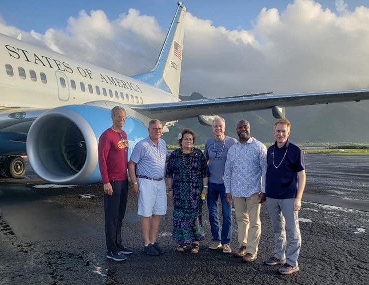 Rep. Amata welcoming a delegation of U.S. Senators in American Samoa, including now Majority Leader Thune - file photo