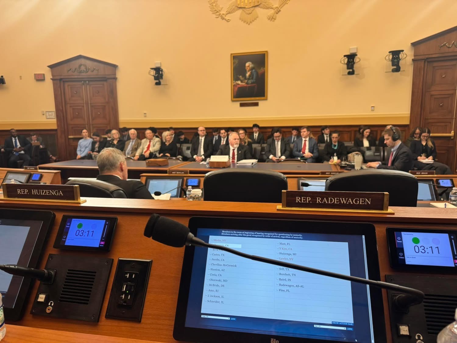 The HFAC hearing room from the Member’s view.