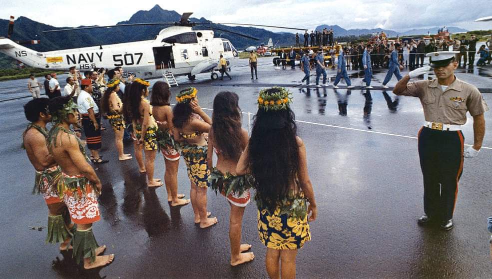 (NASA photo) Astronauts welcomed to American Samoa after the mission