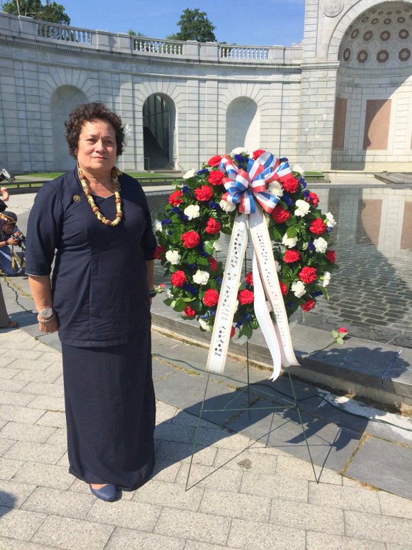 Amata and Wreath at Women's Memorial