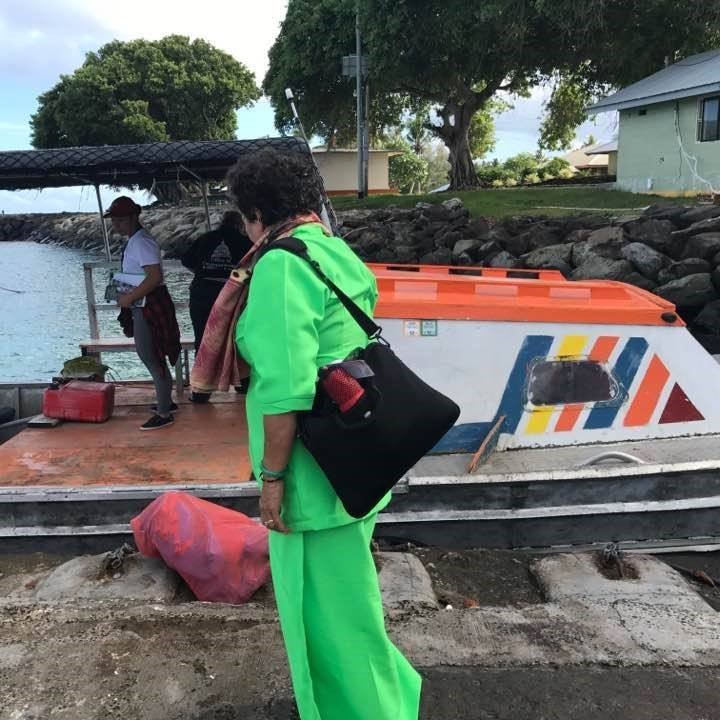 Amata boarding a boat