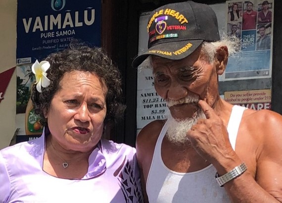 Amata talking to Purple Heart Veteran Fanuatanu Mamea