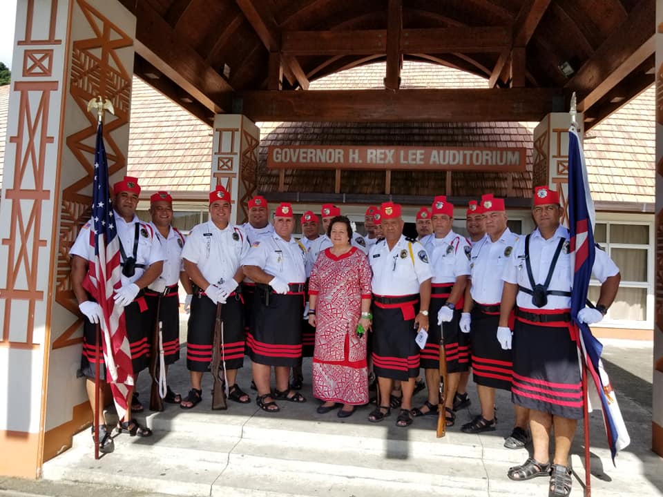 Amata with some of American Samoa's law enforcement officers