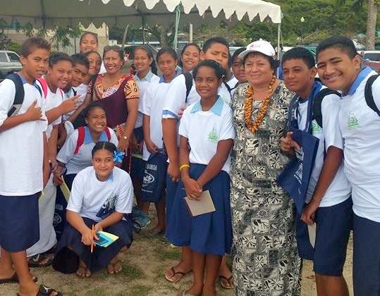 Amata with school children