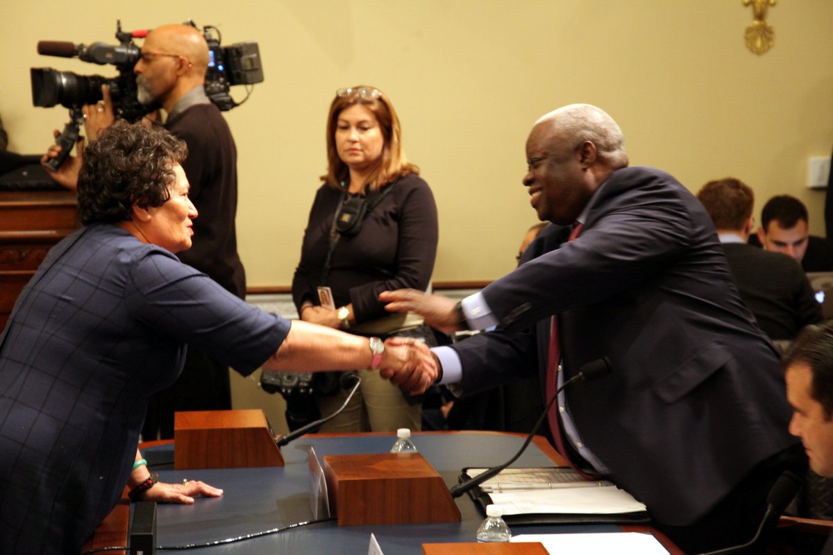 Congresswoman Amata and USVI Gov Mapp greet just before the Hearing
