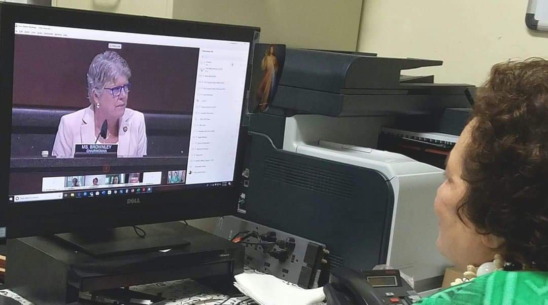 Congresswoman Amata in remote HVAC hearing with Task Force Chairwoman Julia Brownley on screen (file photo)