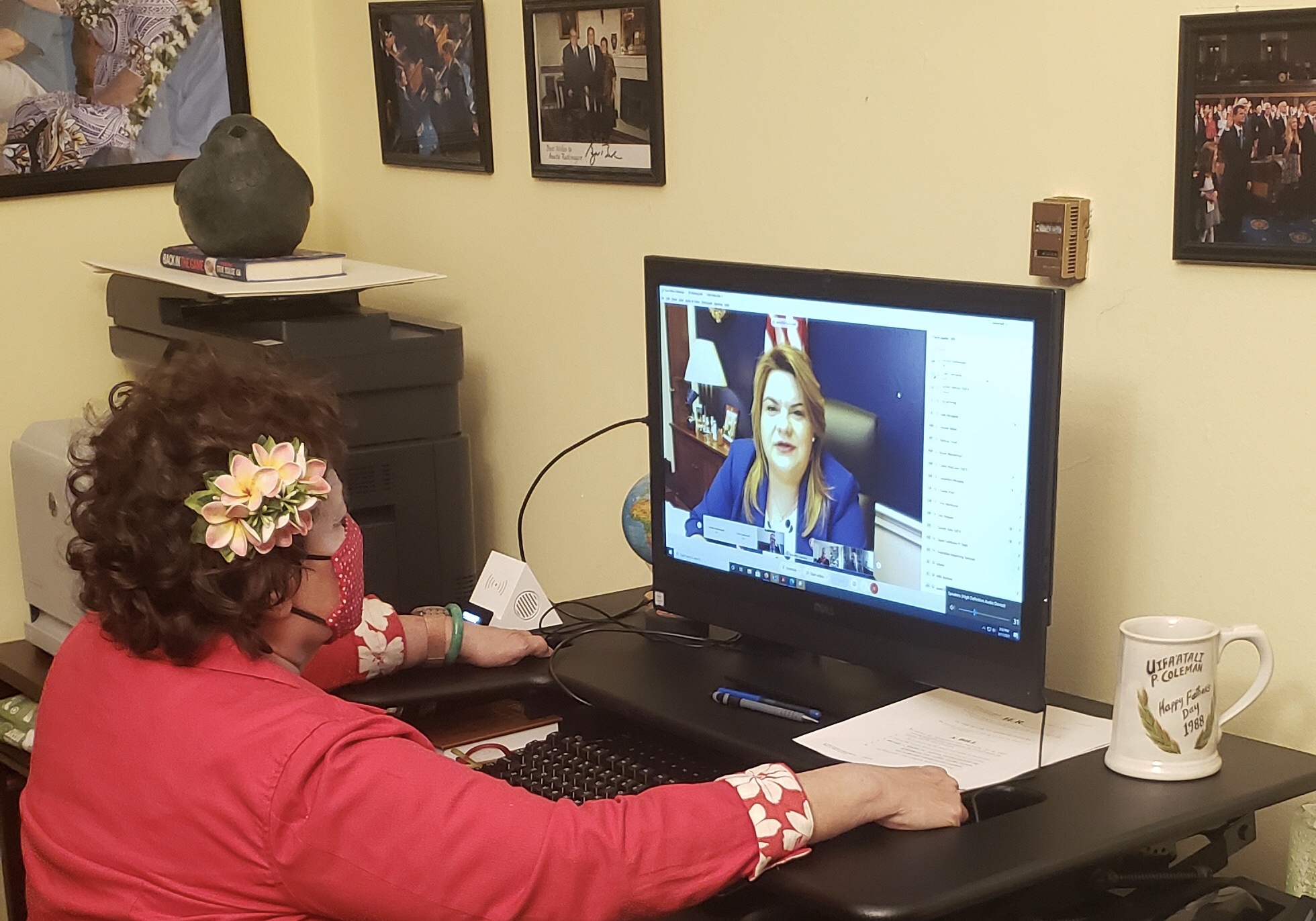 Congresswoman Amata in the remote hearing as Congresswoman Gonzalez-Colon speaks about infrastructure