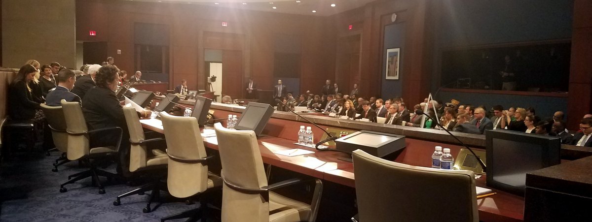Congresswoman Amata preparing for the Joint House-Senate Veterans Hearing with VA Secretary Robert Wilkie
