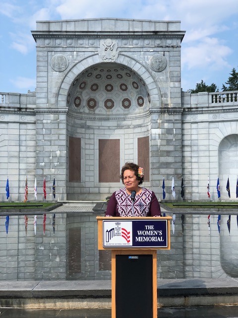 Congresswoman Amata speaking at the Women's Memorial