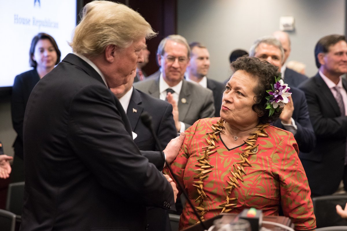 Congresswoman Amata speaking with President Trump