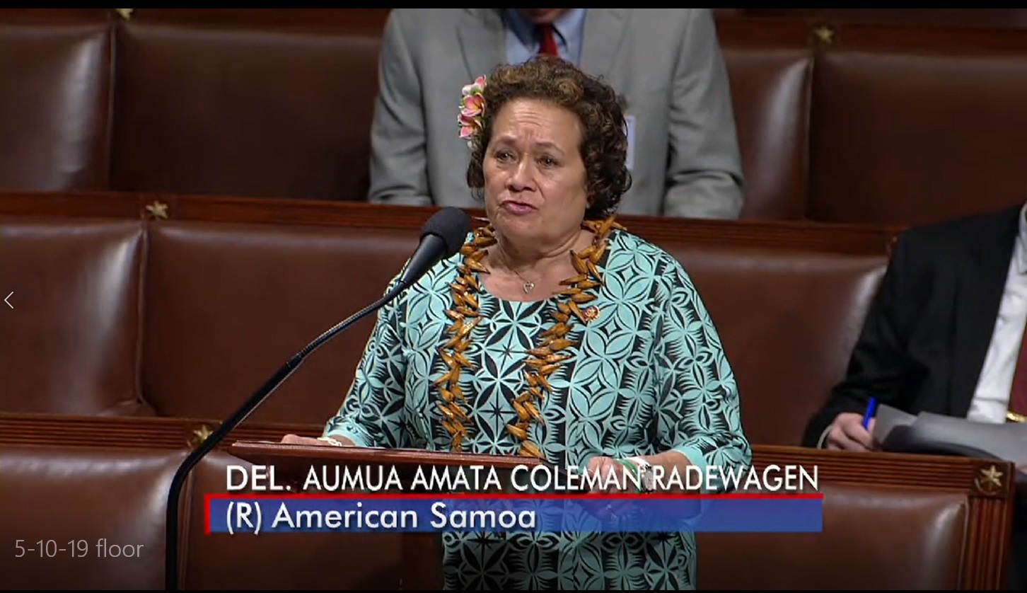 Congresswoman Amata urging her $18 million amendment before the House