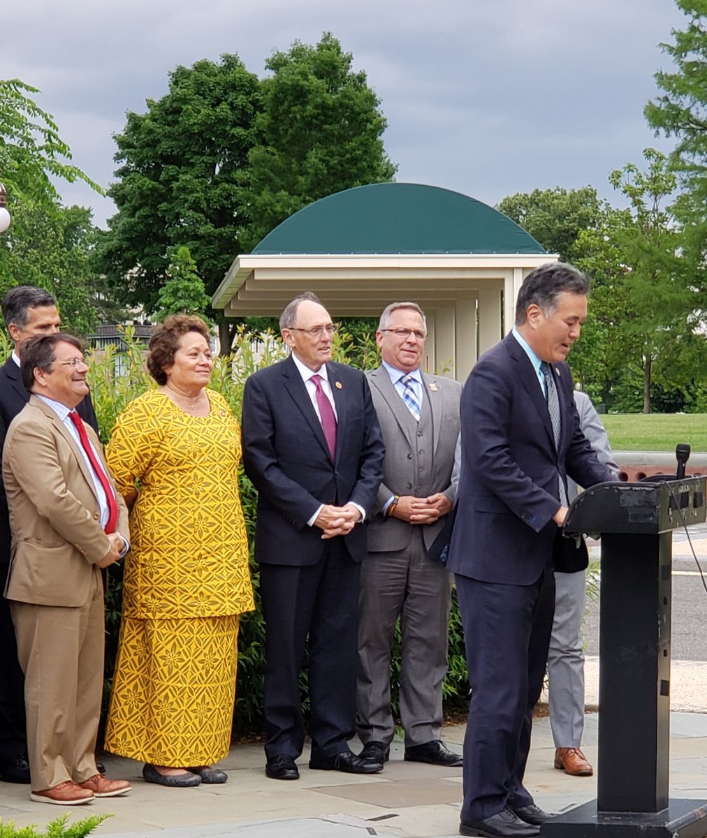 Congresswoman Amata with Chairman Mark Takano (speaking) and Ranking Member Dr. Phil Roe in support of the Blue Water Navy Veterans