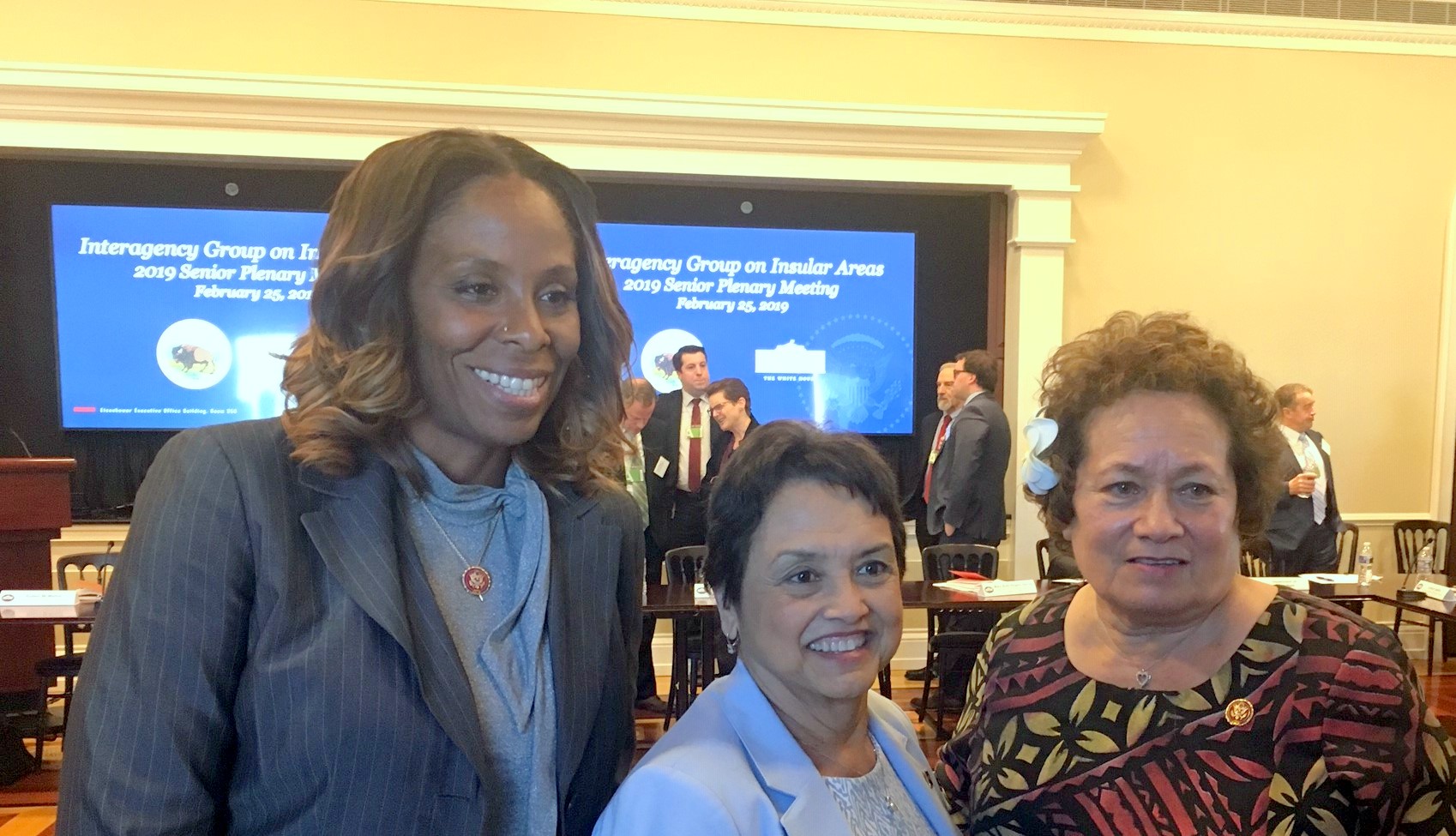 Congresswoman Amata with Governor Leon Guerrero of Guam and Congresswoman Plaskett of USVI at IGIA