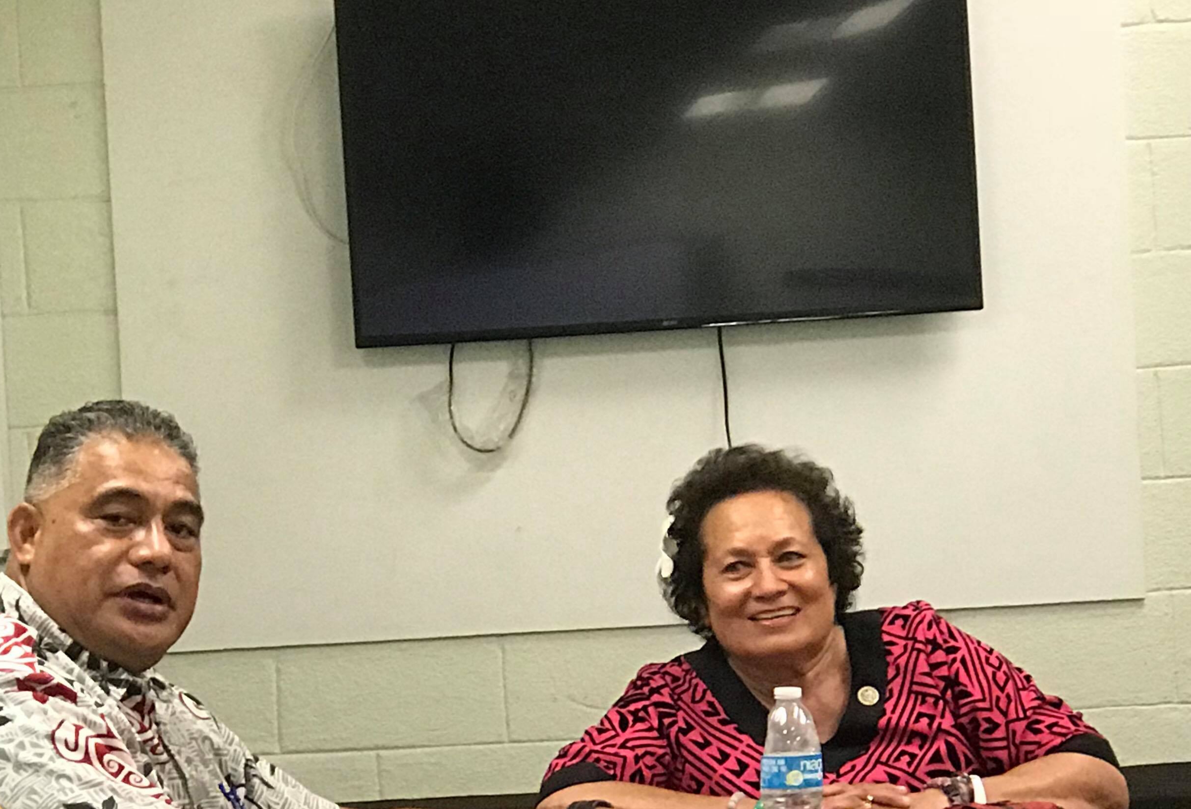 Congresswoman Aumua Amata with Health Director Motusa Nua 