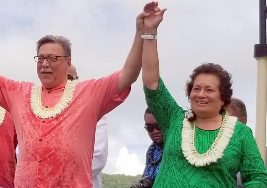 Domenech and Amata at the tugboat christening