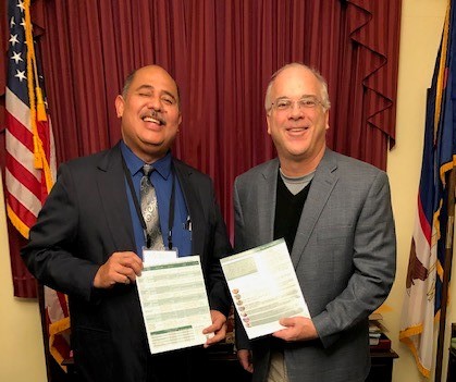 Legislative Director Richard Stanton meets with ASCC Director of Agriculture, Community and National Resources Division Aufa'i Areta to discuss ASCC priorities thoroughly