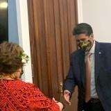 Greeting President Whipps recently at October meeting