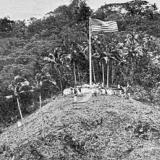 Historic photo of the flag raising in American Samoa in 1900