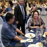 At the CNMI inaugural ball in 2023 speaking with President Whipps of Palau and Governor Palacios of CNMI