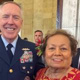 Congresswoman Amata in late July 2026 with Admiral Kevin E. Lunday, the Commandant of the Coast Guard