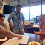Amata discussing Veterans' health services at Tripler Center