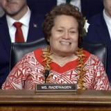 Amata pauses to recognize an audience member in Joint Hearing with VFW