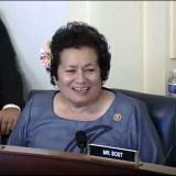 Amata speaking to Secretary Shulkin at the Veterans hearing