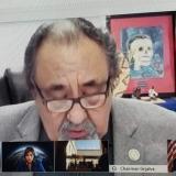 Chairman Grijalva in the Natural Resources Committee remote hearing as viewed from Congresswoman Amata's desk