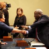 Congresswoman Amata and USVI Gov Mapp greet just before the Hearing