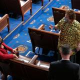 Congresswoman Amata in conversation on House floor before President Biden's recent speech