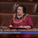 Congresswoman Amata speaking on the House floor in support of Navy Blue Water Veterans