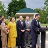 Congresswoman Amata with Chairman Mark Takano (speaking) and Ranking Member Dr. Phil Roe in support of the Blue Water Navy Veterans