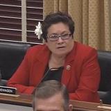 Congresswoman Aumua Amata engages Cynthia Kay during the House Small Business Committee  hearing on entrepreneurship, regarding her participation in SBA programs 