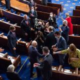 President Biden and Congresswoman Amata fistbump on the floor of Ho