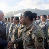 Vice President Pence greeting the Army Reserve in American Samoa