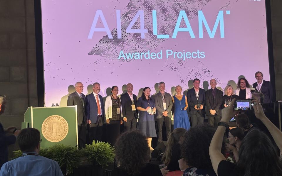 Caption Award recipients are recognized during the 2026 AI4LAM Fantastic Futures conference in Washington, D.C.
