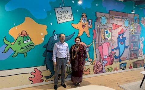 Colorfully decorated scene at Starkist's Virginia headquarters