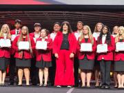 12 scholars - Lucas near center - and Chair of the Board of Directors Dr Katy Blatnick-Gagne