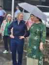 Congresswoman Amata and Admiral Fagan speaking on a rainy day in American Samoa